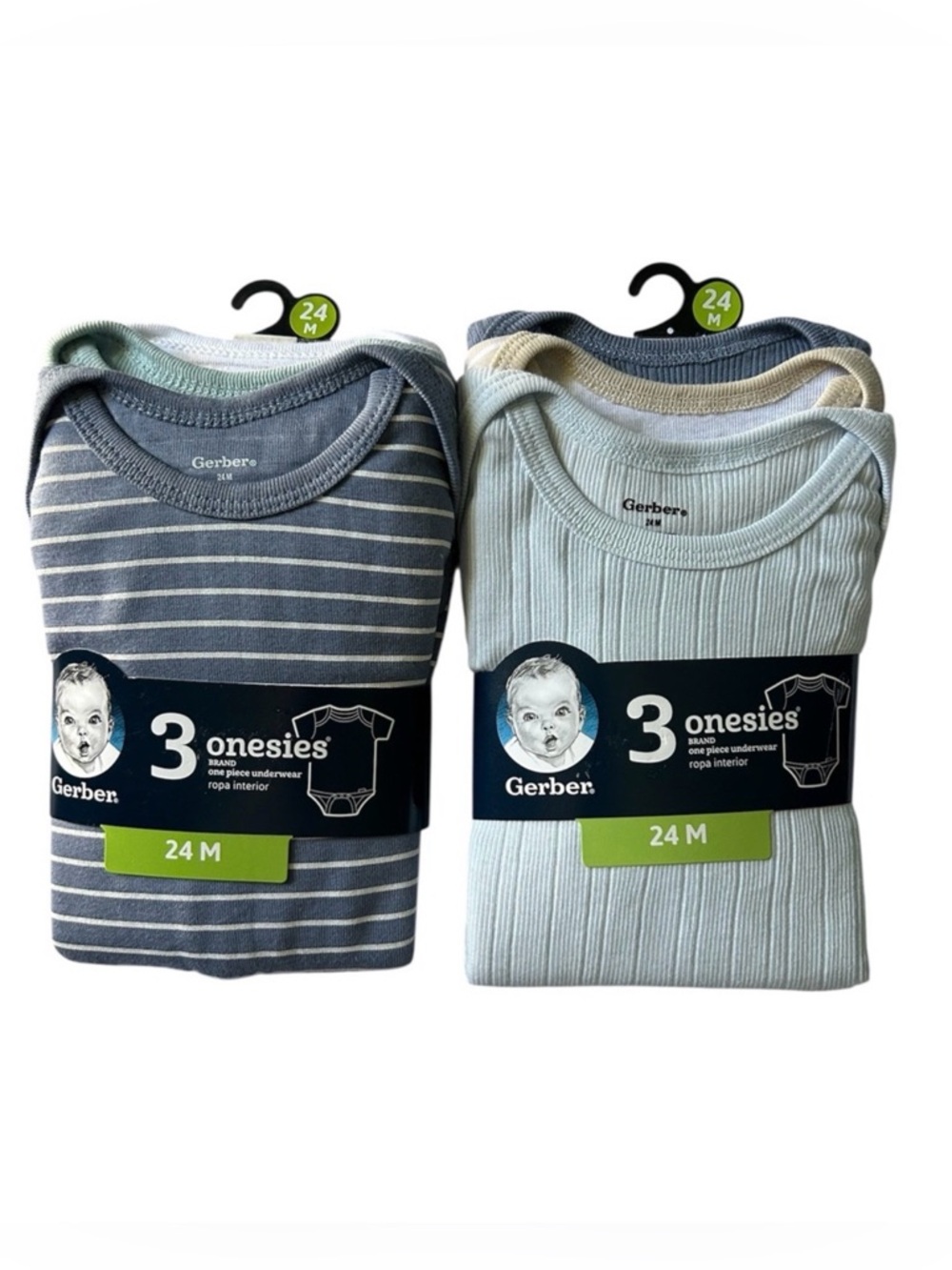 Gerber Baby Boy Neutrals And Stripes 2- 3 Pc Onesies